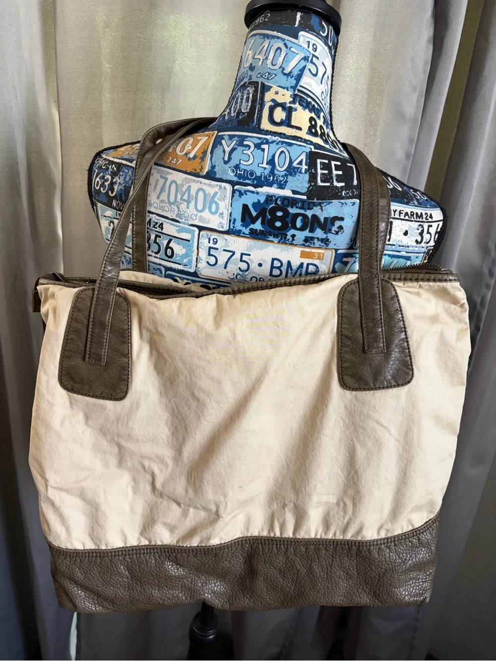 Converse Brown Tote Shoulder Purse Bag - Two-Tone Neutral